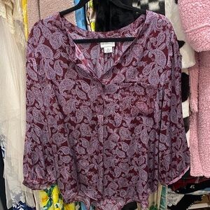 Liz Claiborne Women's Burgundy Paisley Blouse